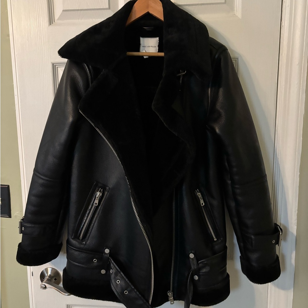 Black Shearling Leather Jacket